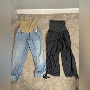 Lot of Maternity full panel pants maternity jeans maternity pants cropped large